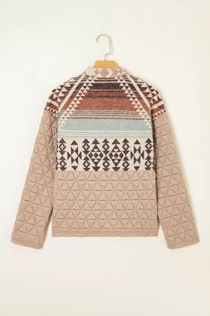 Aztec Quilted Patchwork Western Jacket in Camel, editorial view