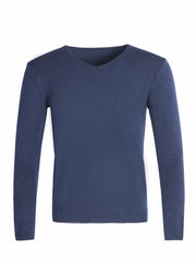 Men's Plus Size Solid Color Long Sleeve Knit Top in Navy, view 11