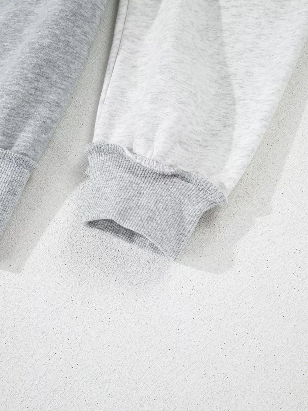 Half Zipper Collared Drop Shoulder Sweatshirt in Light Gray, alternate angle