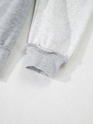Half Zipper Collared Drop Shoulder Sweatshirt in Light Gray, alternate angle