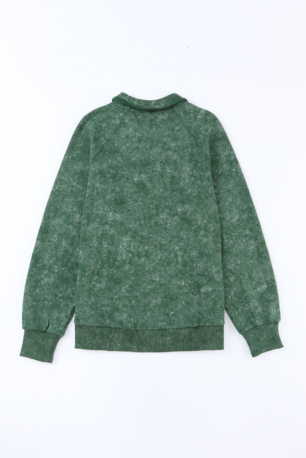Green washed cotton utility jacket with collar and ribbed cuffs and hem