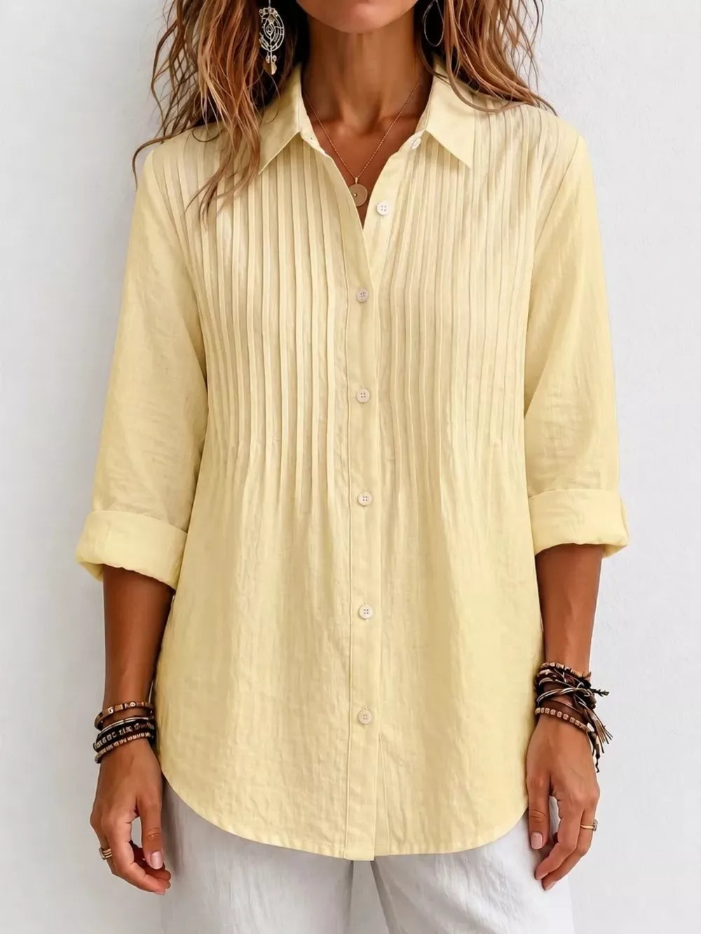 Men's Plus Size Long Sleeve Button-up Shirt, back view