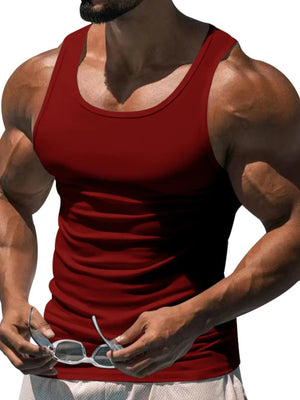 Burgundy sculpted scoop neck tank top with a close fit.