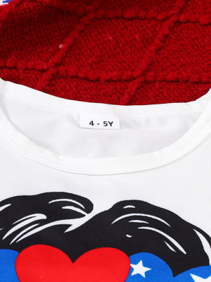 White cotton baby t-shirt with patriotic graphic print and size tag 4-5Y.