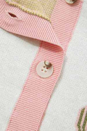 Color Block Cactus Pattern Western Sweater Vest, back view