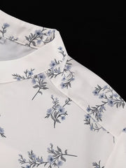 Charming Floral Balloon Sleeve Two-piece Set