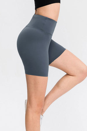 Dark Gray Cloudwash Sculpting Bike Shorts with high waist and seamless design