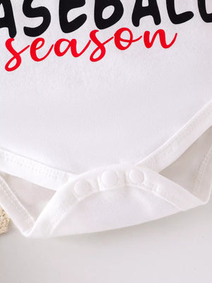 Children's Letter Graphic Bodysuit And Skirt Set in White, model styling view