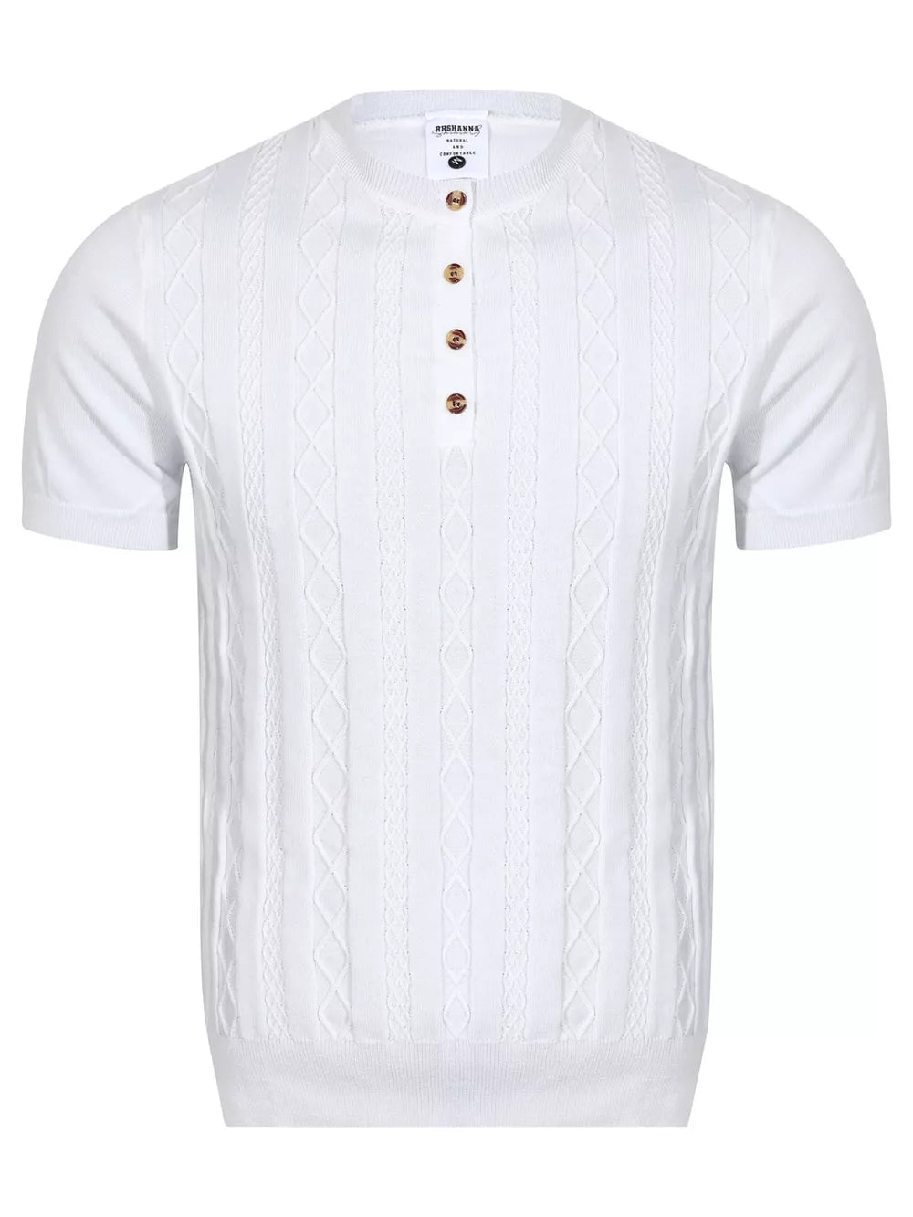 Men's Cable Knit Short Sleeve Top, front view