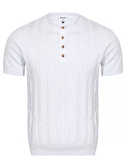 Men's Cable Knit Short Sleeve Top, front view