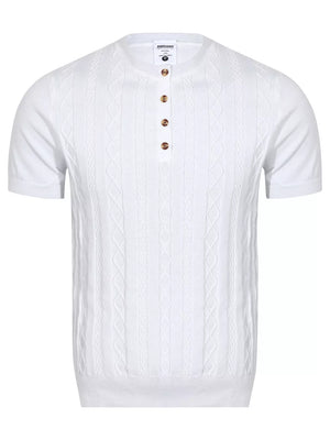 Men's Cable Knit Short Sleeve Top, front view