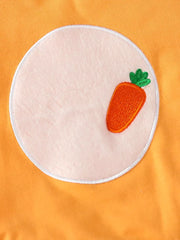 Children's Carrot Embroidered Round Neck One-piece & Hat Set in Orange, model styling view