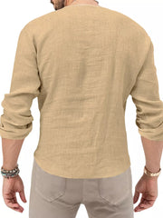 Men's Slim Fit Long Sleeve Blouse Plus Size in White, model styling view