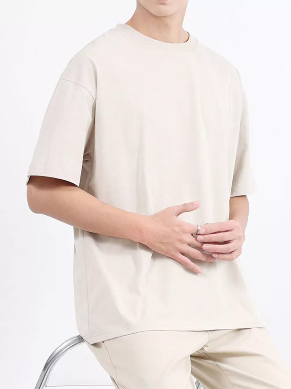Men's relaxed fit t-shirt in Desert Color, cotton blend, with crew neck and short sleeves.