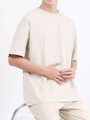 Men's relaxed fit t-shirt in Desert Color, cotton blend, with crew neck and short sleeves.