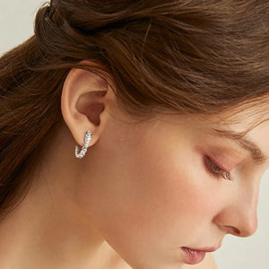 Silver moissanite pavé hoop earrings with 18K gold plating
