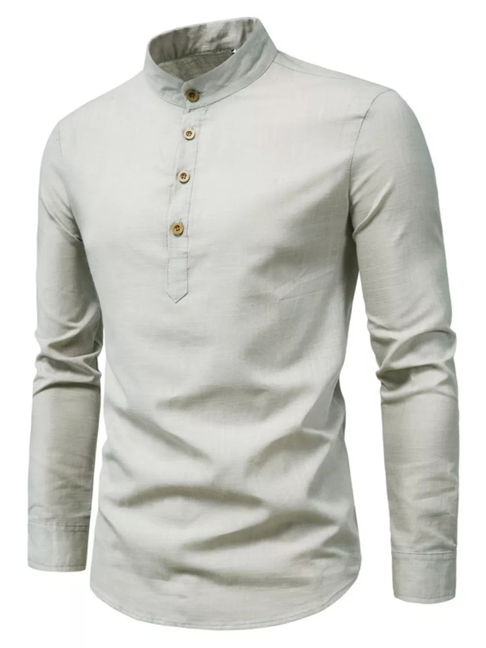 Men's Plus Size Casual Mandarin Collar Shirt in Coffee, product detail