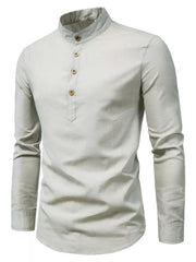 Men's Plus Size Casual Mandarin Collar Shirt in Coffee, product detail