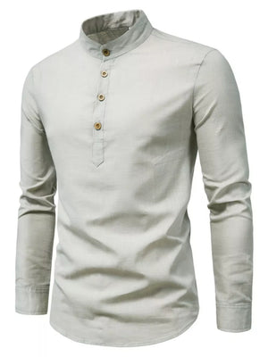 Men's Plus Size Casual Mandarin Collar Shirt in Coffee, product detail