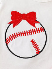 Children's Baseball Short Sleeve Bodysuit Set in White, model styling view