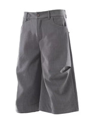 Men's Wide Leg Capris in Black, side view