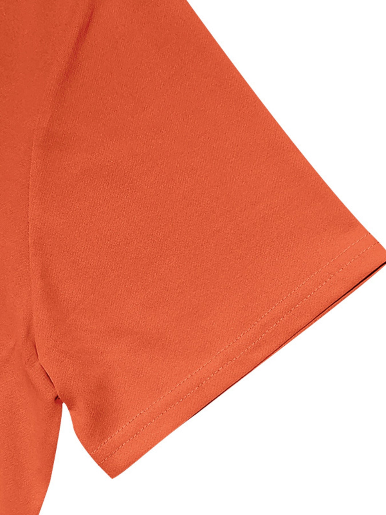 Orange cotton t-shirt with short sleeves and a textured finish.