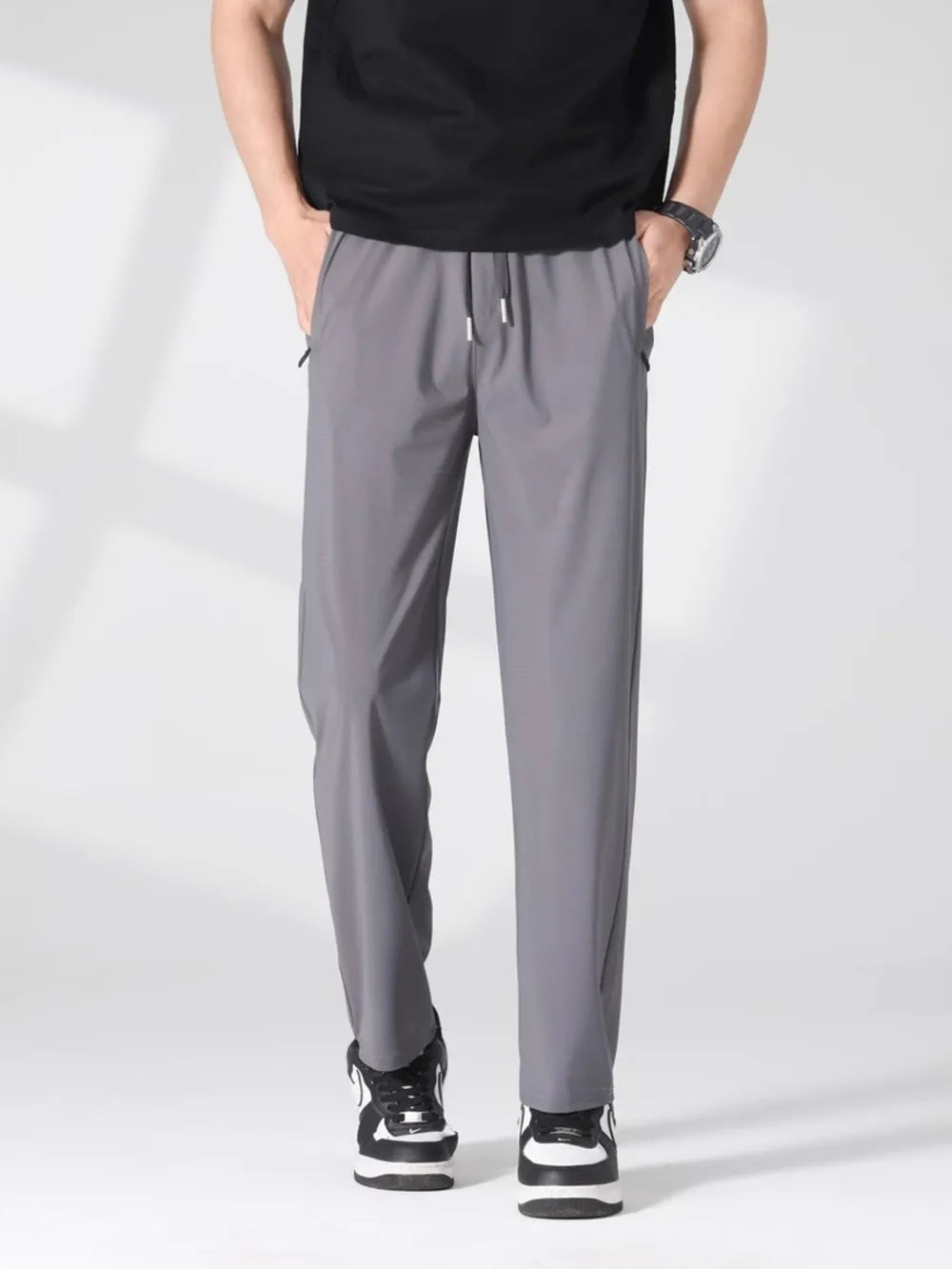 Men's Plus Size Quick-dry Casual Pants in Khaki, front view