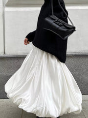Elegant Satin Flowy Maxi Skirt
