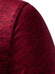 Burgundy mélange cotton slim fit henley tee with curved hem detail
