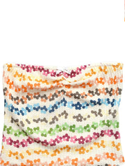 Vibrant floral print tank top with ruching and bow detail