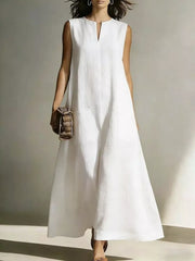 Notched Neck Sleeveless Maxi Dress