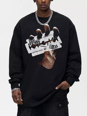 Black long sleeve tee with bold British Steel graphic on a razor blade.