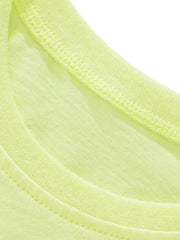Toddler crew neck t-shirt in bright yellow cotton with reinforced stitching detail.