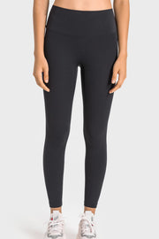 Black seamless high-waist performance leggings with a smooth finish.