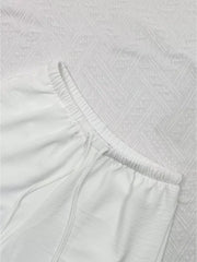 White maternity pants with drawstring waist and relaxed wide leg