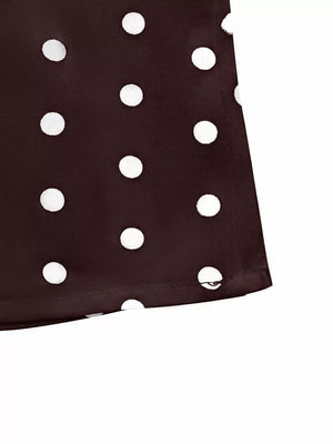 Brown polka dot camisole with tie-back detail