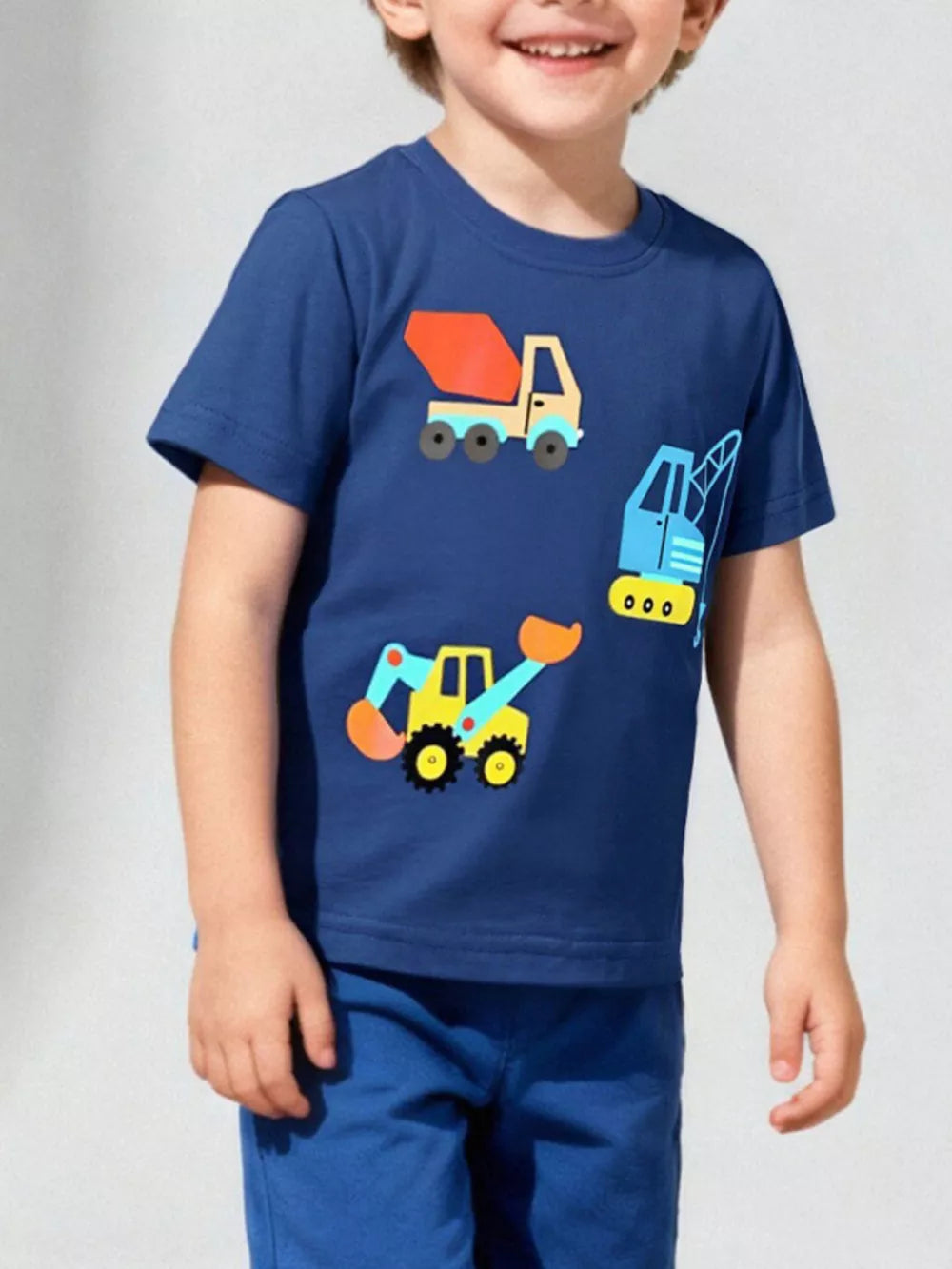 Playful Construction Crew Neck Tee, cotton, baby & children's, basic style