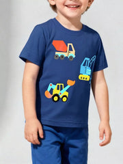 Playful Construction Crew Neck Tee, cotton, baby & children's, basic style
