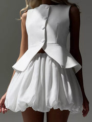 Chic Peplum Vest With Bubble Skirt Ensemble