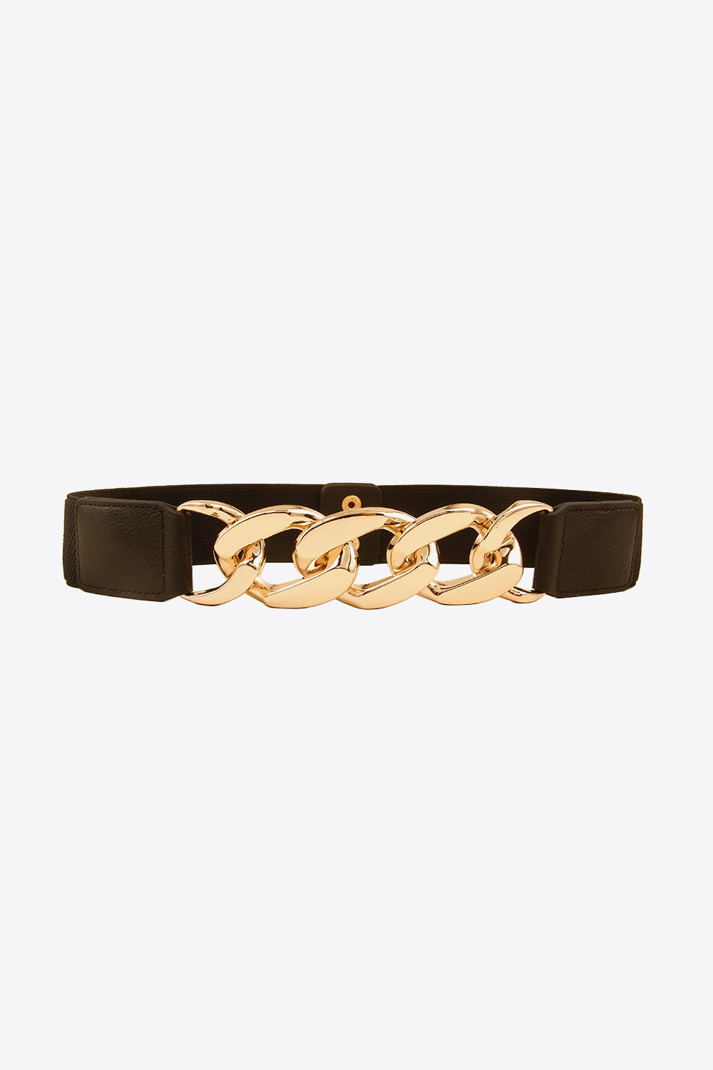 Chunky chain elastic belt with gold tone links and black band