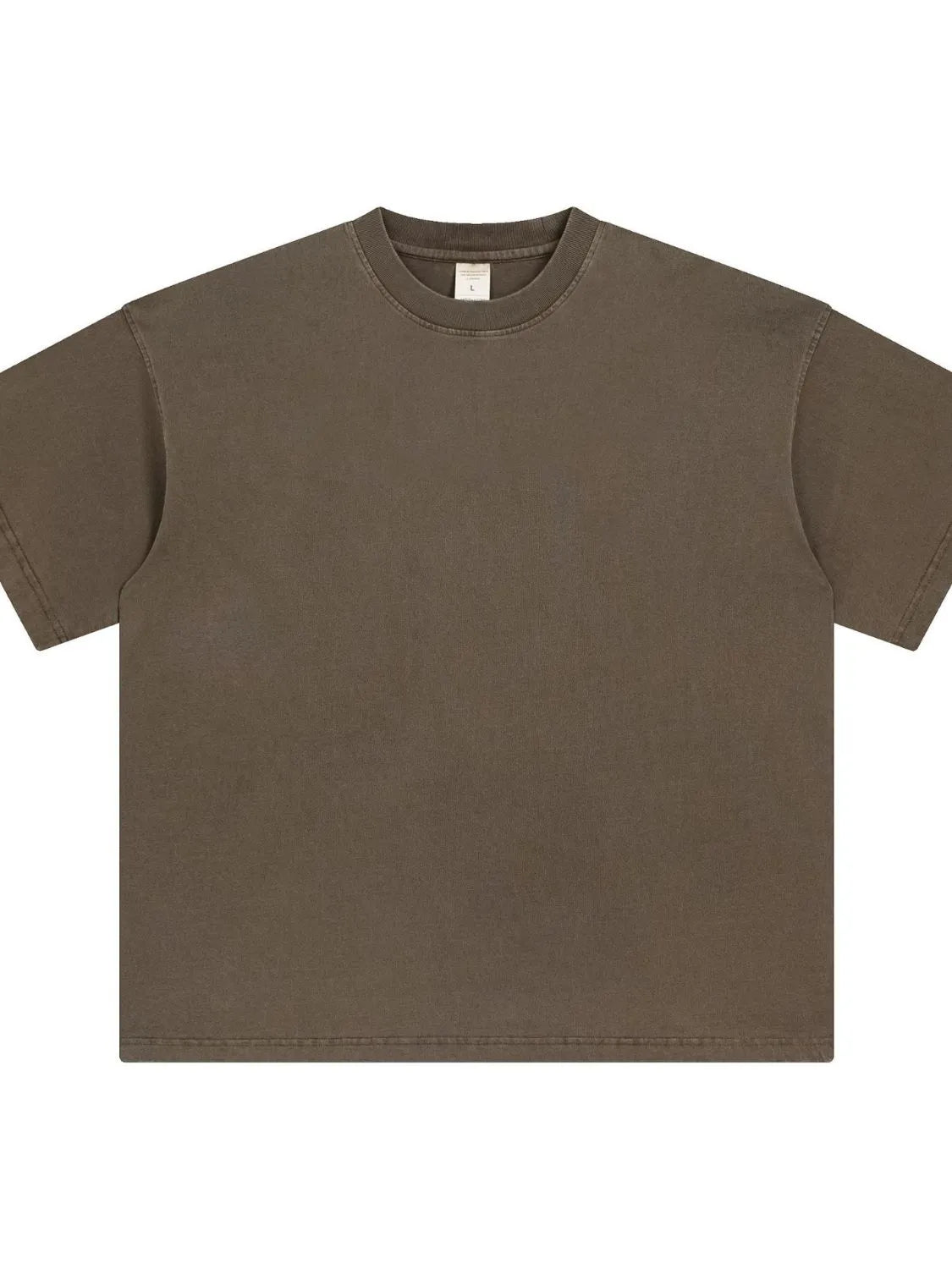 Oversized washed cotton crewneck t-shirt in Mocha with a relaxed fit and crew neckline.