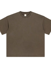 Oversized washed cotton crewneck t-shirt in Mocha with a relaxed fit and crew neckline.