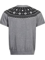 Fair Isle Knit Short Sleeve Sweater