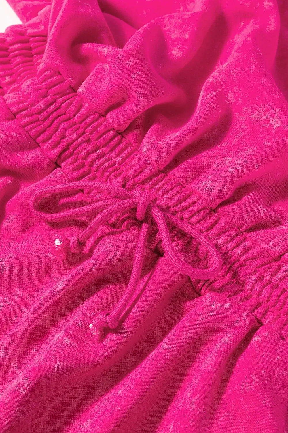 Acid wash tee & short set in hot pink with drawstring waist detail