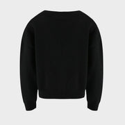 Black V-neck cardigan with daisy embroidery detail
