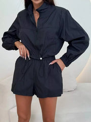 Zip Up Long Sleeve Outerwear And Shorts Set, alternate angle