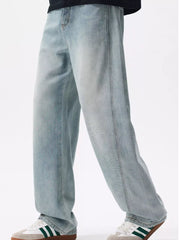 Men's Loose Fit Blue Jeans in Blue, side view