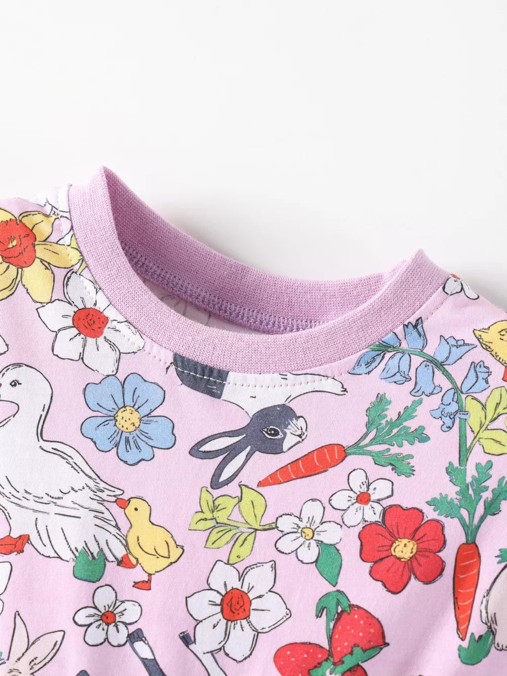Children's Printed Round Neck Dress, close-up detail