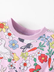 Children's Printed Round Neck Dress, close-up detail