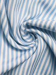 Light blue and white striped pleated cargo palazzo trousers fabric detail